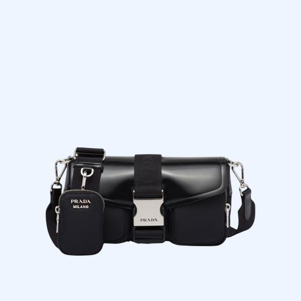 프라다 나일론 브러쉬드 가죽 숄더백