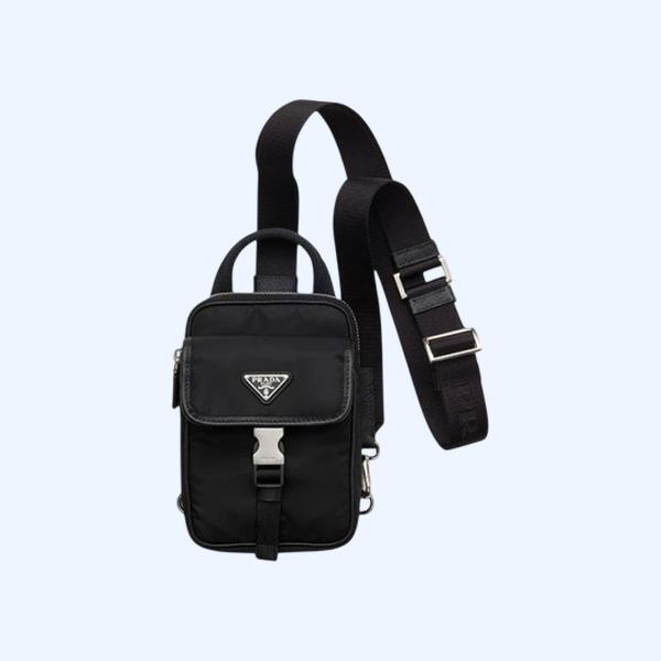 프라다 리나일론 및 사피아노 가죽 스마트폰 케이스