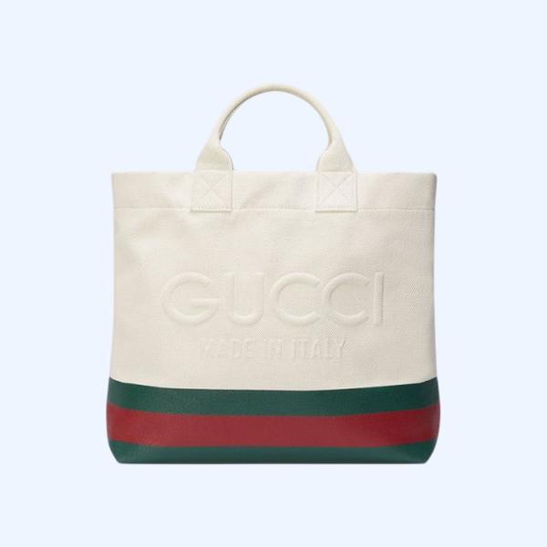 구찌 엠보스 디테일 캔버스 토트백