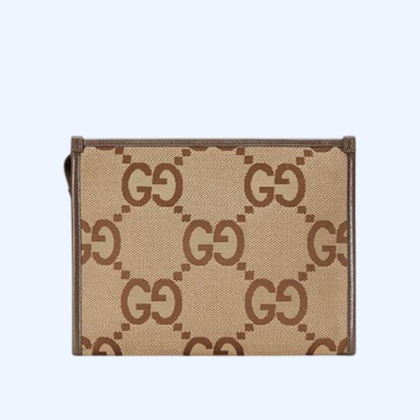 구찌 카멜 에보니 점보 GG 파우치