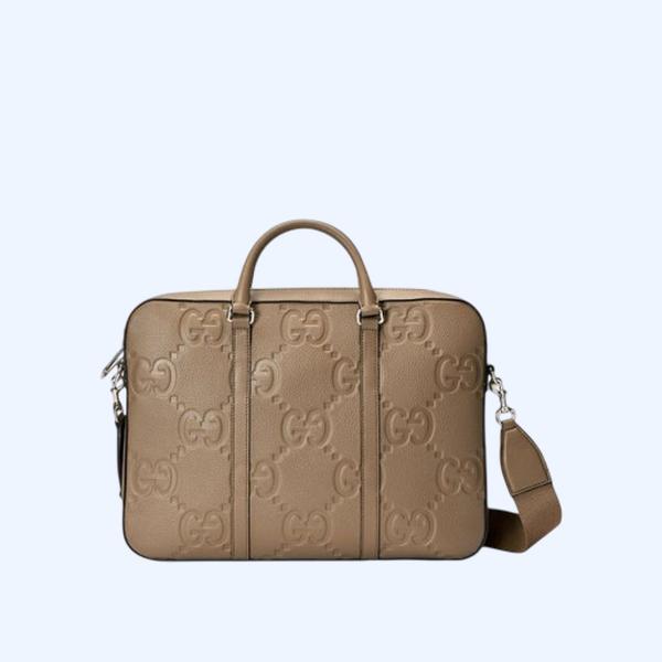 구찌 토프 레더 점보 GG 브리프케이스