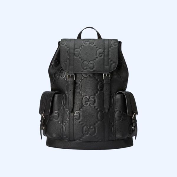 구찌 블랙 레더 점보 GG 백팩
