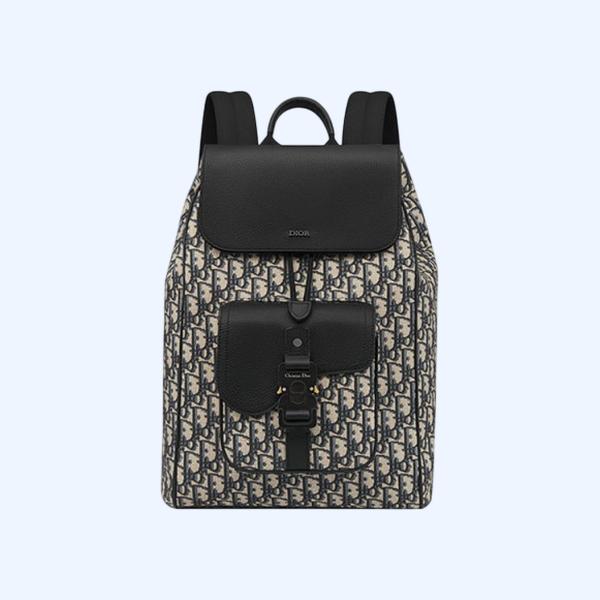 디올 saddle 베이지 블랙 오블리크 자카드 백팩