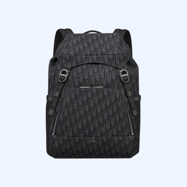 디올 Dior 8 플랩 블랙 오블리크 자카드 백팩