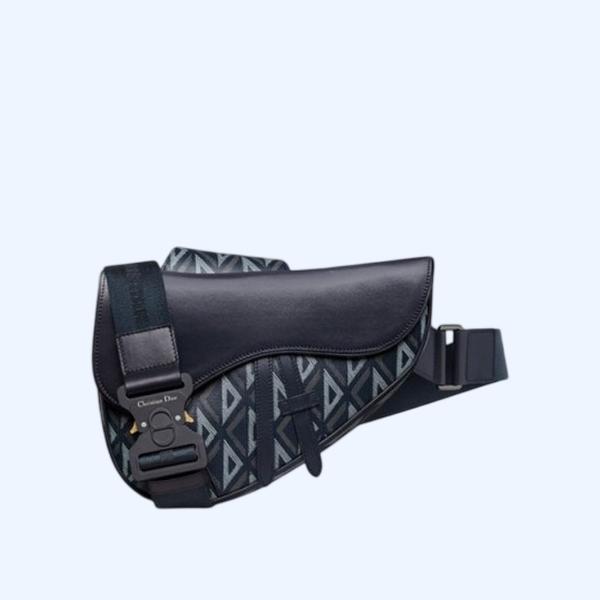 디올 다이아몬드 캔버스 새들 백 네이비