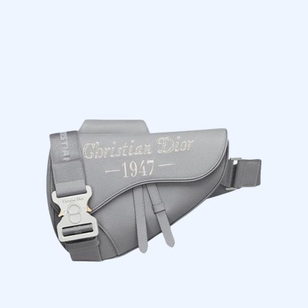 디올 1947 로고 새들 크로스백 그레이