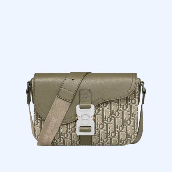 디올 Saddle 스몰 플랩 스트랩 백 카키