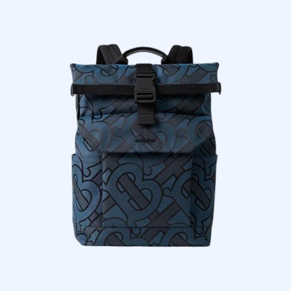 버버리 블루 자카드 TB 모노그램 백팩