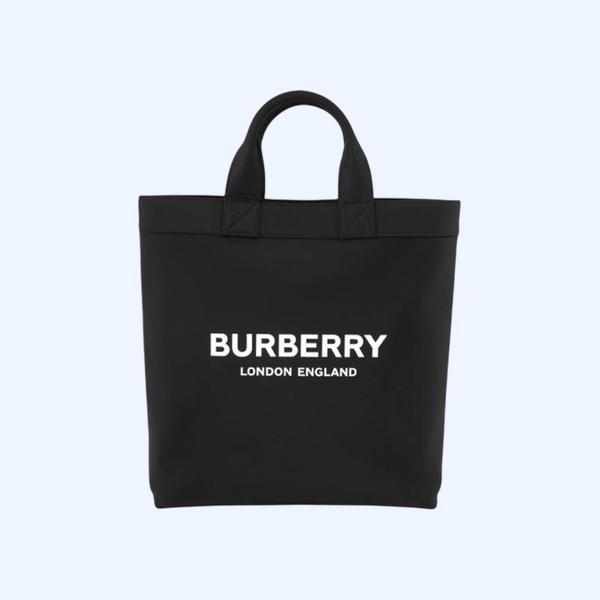 버버리 로고 프린트 나일론 토트백