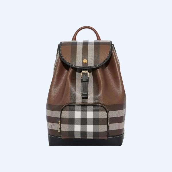 버버리 체크 레더 백팩