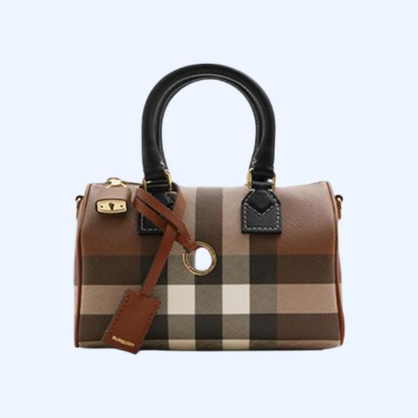 버버리 미니 체크 볼링백 브라운