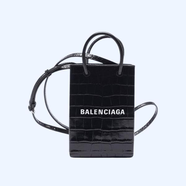 발렌시아가 크로커다일 레더 홀더백