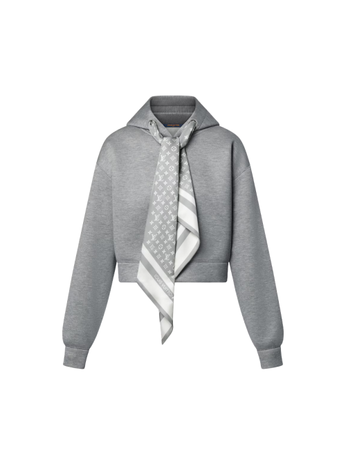 크롭드 모노그램 스카프 후디