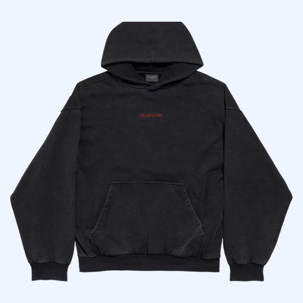 남성 발렌시아가 백 미디엄 핏 후디 페이디드