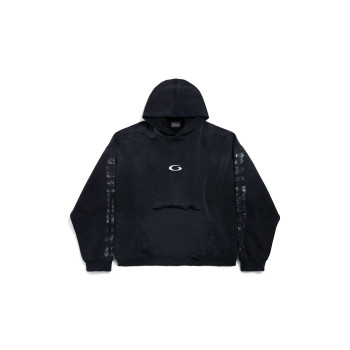 남성 트랜스페어런트 테이프 립드 포켓 후디 페이디드