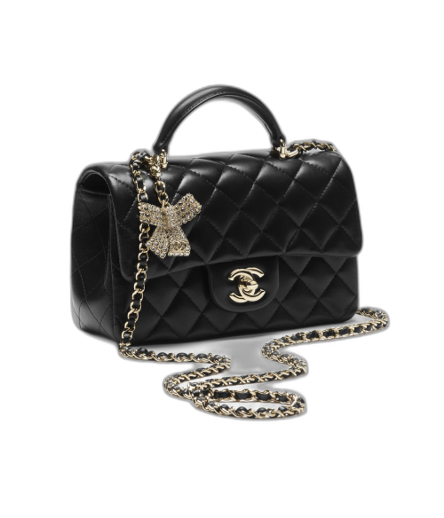 핸들 장식의 미니 클래식 백