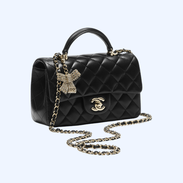 핸들 장식의 미니 클래식 백