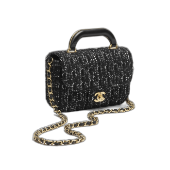 핸들 장식의 미니 플랩 백