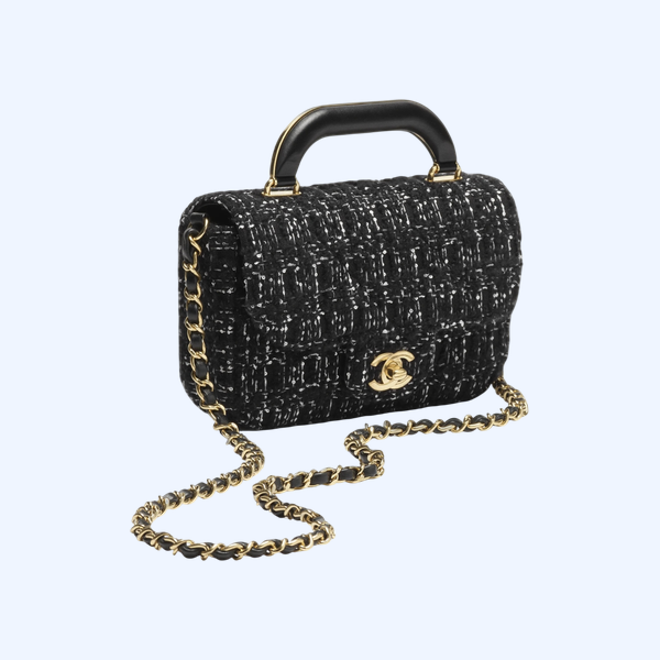 핸들 장식의 미니 플랩 백