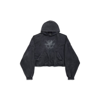 여성 키티캣 크롭 후디 페이디드