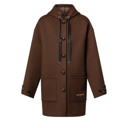 후디드 버튼 업 코트