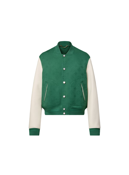 레더 믹스 모노그램 바시티 재킷