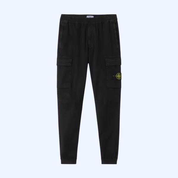 엘라스틱 웨이스트 밴드 레귤러 테이퍼드 핏 카고 팬츠