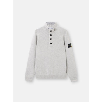 펠트 트리밍 하프 지퍼 스웨터