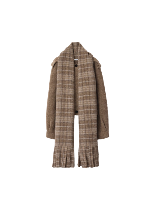 디태처블 스카프 울 재킷