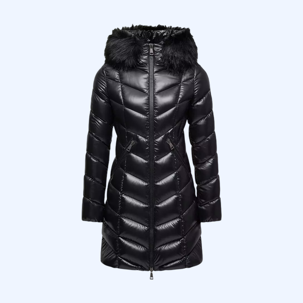 Fulmarus 합성 소재 트리밍 후드 롱 다운 재킷