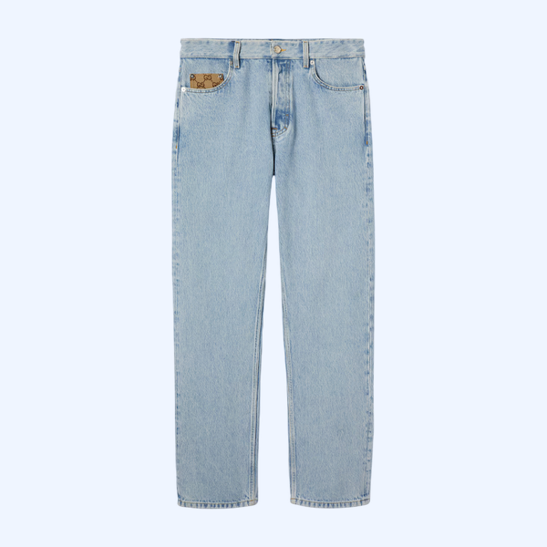 GG 인서트 워시드 데님 팬츠