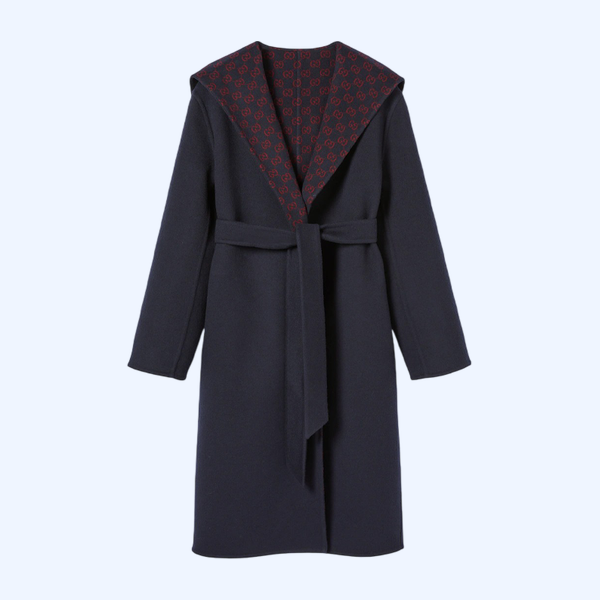 리버서블 울 실크 후드 코트