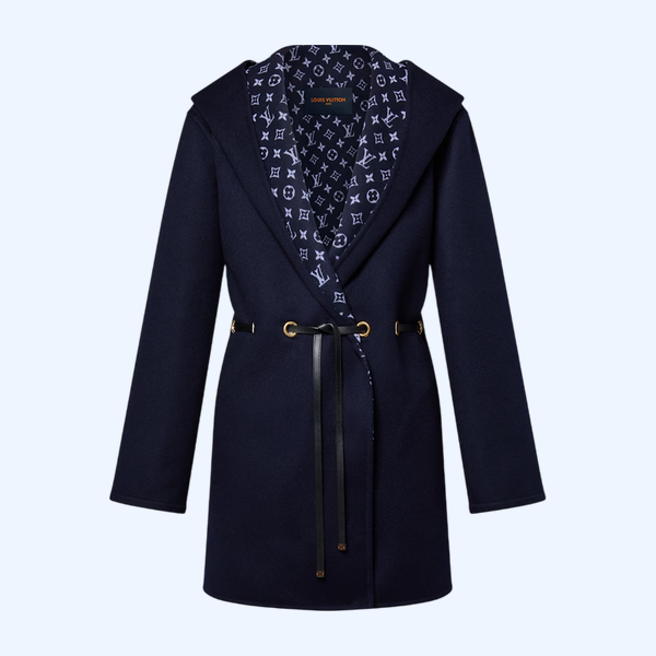 후디드 드로스트링 랩 코트