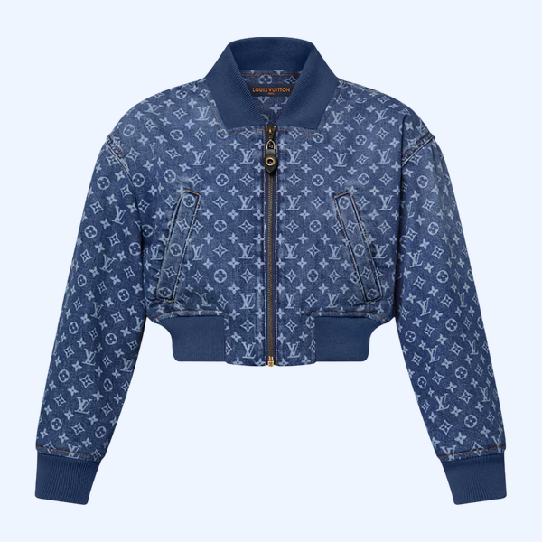 크롭드 모노그램 데님 보머 재킷