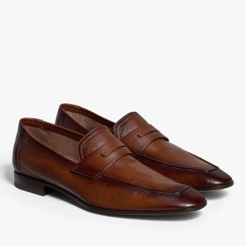 로렌조 리미니 캥거루 레더 로퍼 브라운