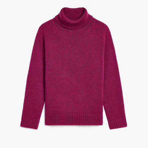 레더 브레이딩 터틀넥 니트