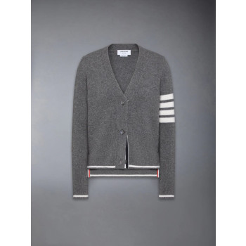 파인 메리노 인타르시아 기스 4-바 브이넥 카디건