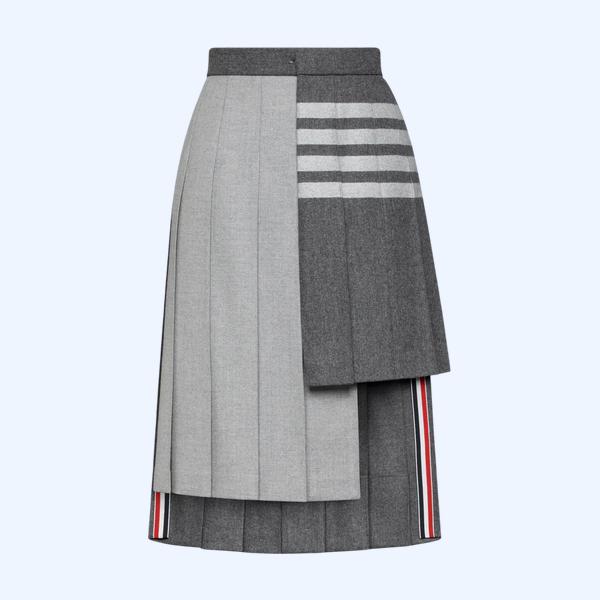 울 플란넬 4-바플리츠 스커트