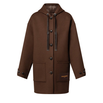 후디드 버튼 업 코트