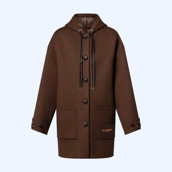 후디드 버튼 업 코트