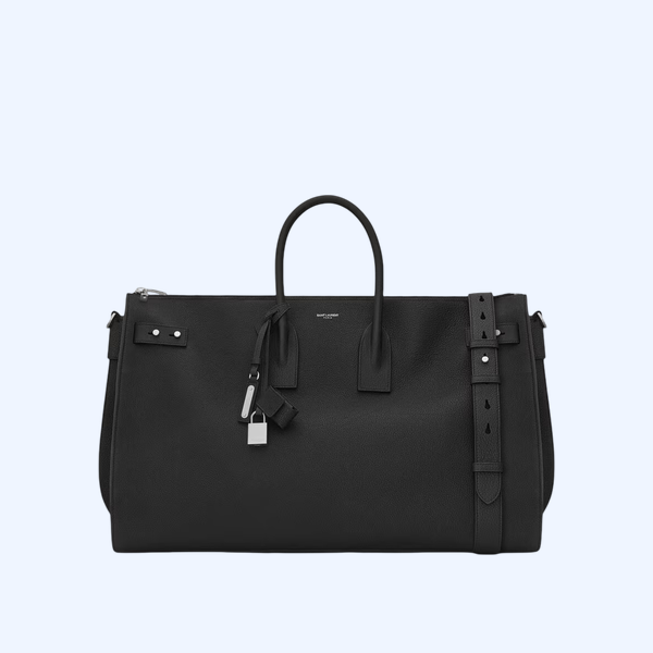 블랙 그레인드 가죽 소재의 라지 삭 드 주르 서플 48h 더플 백