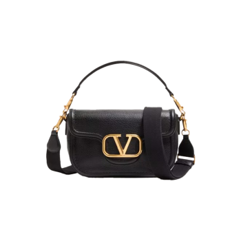 로코 소프트 그레이니 카프스킨 숄더백 블랙