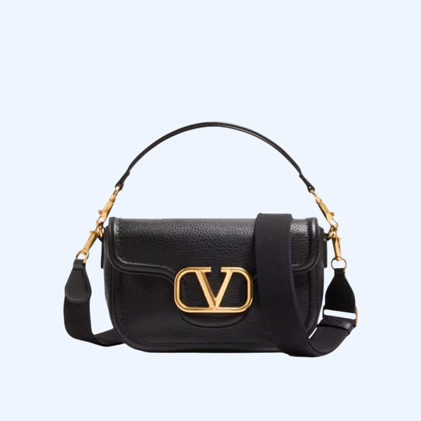 로코 소프트 그레이니 카프스킨 숄더백 블랙