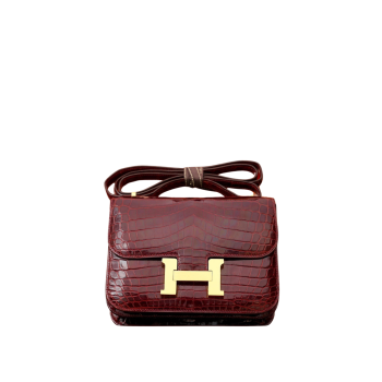에르메스 콘스탄스 18 엘리게이터 버건디 골드 하드웨어