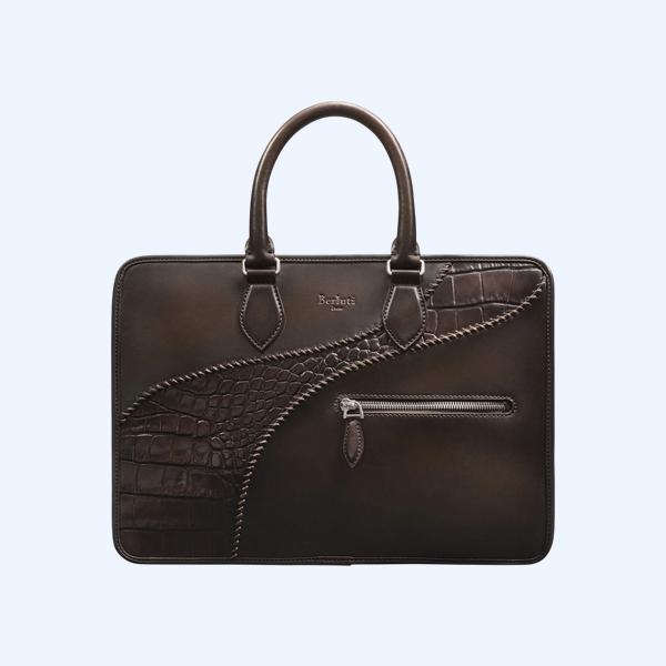 벨루티 원 주르 미니 카프스킨 엘리게이터 레더 브리프케이스