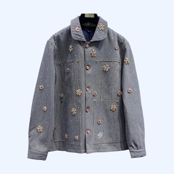 LV 벛꽃 자수 싱글 브레스티드 워크 재킷