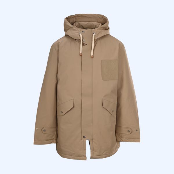 로에베 레더라벨후드 다운재킷