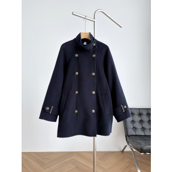 BC 스탠드업 칼라 더블브레스트 코트