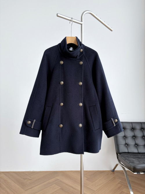 BC 스탠드업 칼라 더블브레스트 코트