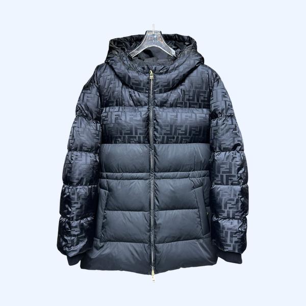블랙 FF 자카드 다운 재킷